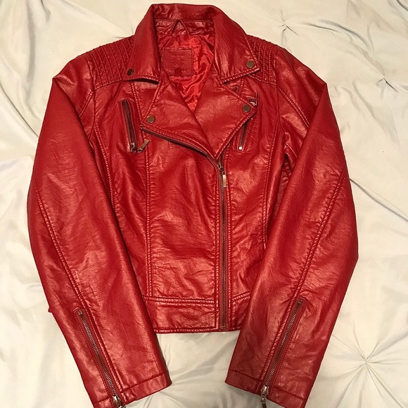 Max Studio Red/Burgundy Faux Leather Jacket - Picture 5 of 12